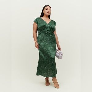 Reformation Kaye Silk Dress in Coriander Size 14